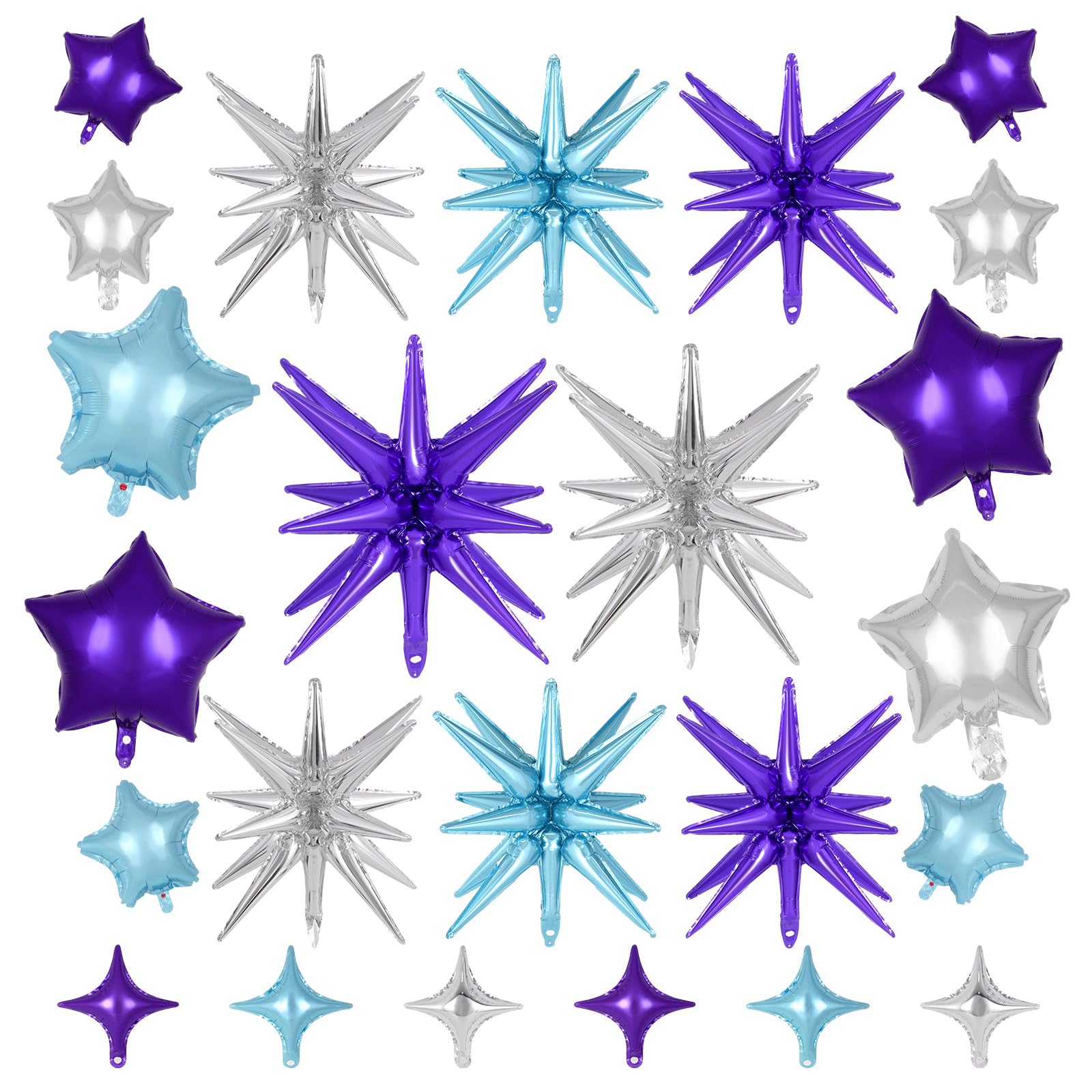 Photo 1 of TOTAFAM Star Balloons Set (24 Pcs) - Purple Silver Light Blue