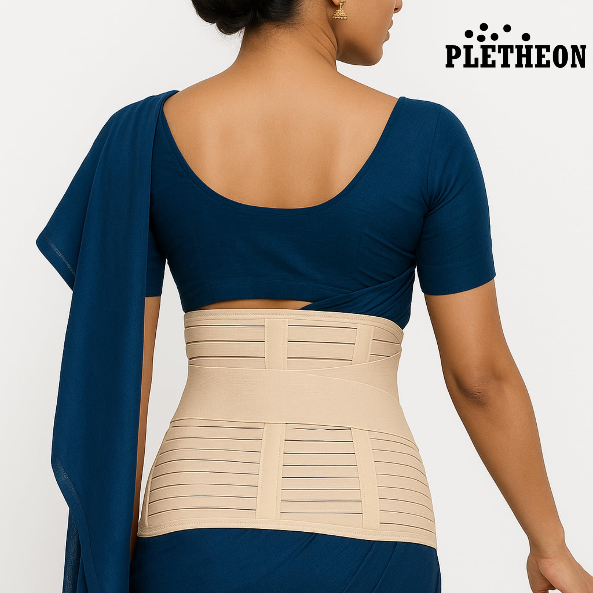 PLETHEON 3-in-1 Postpartum Abdominal Belt for Women – Belly, Waist & Pelvis Support | Post Pregnancy Recovery Belt | Maternity Tummy Wrap for Slimming & Back Pain Relief (Beige) - Image 2 thumbnail