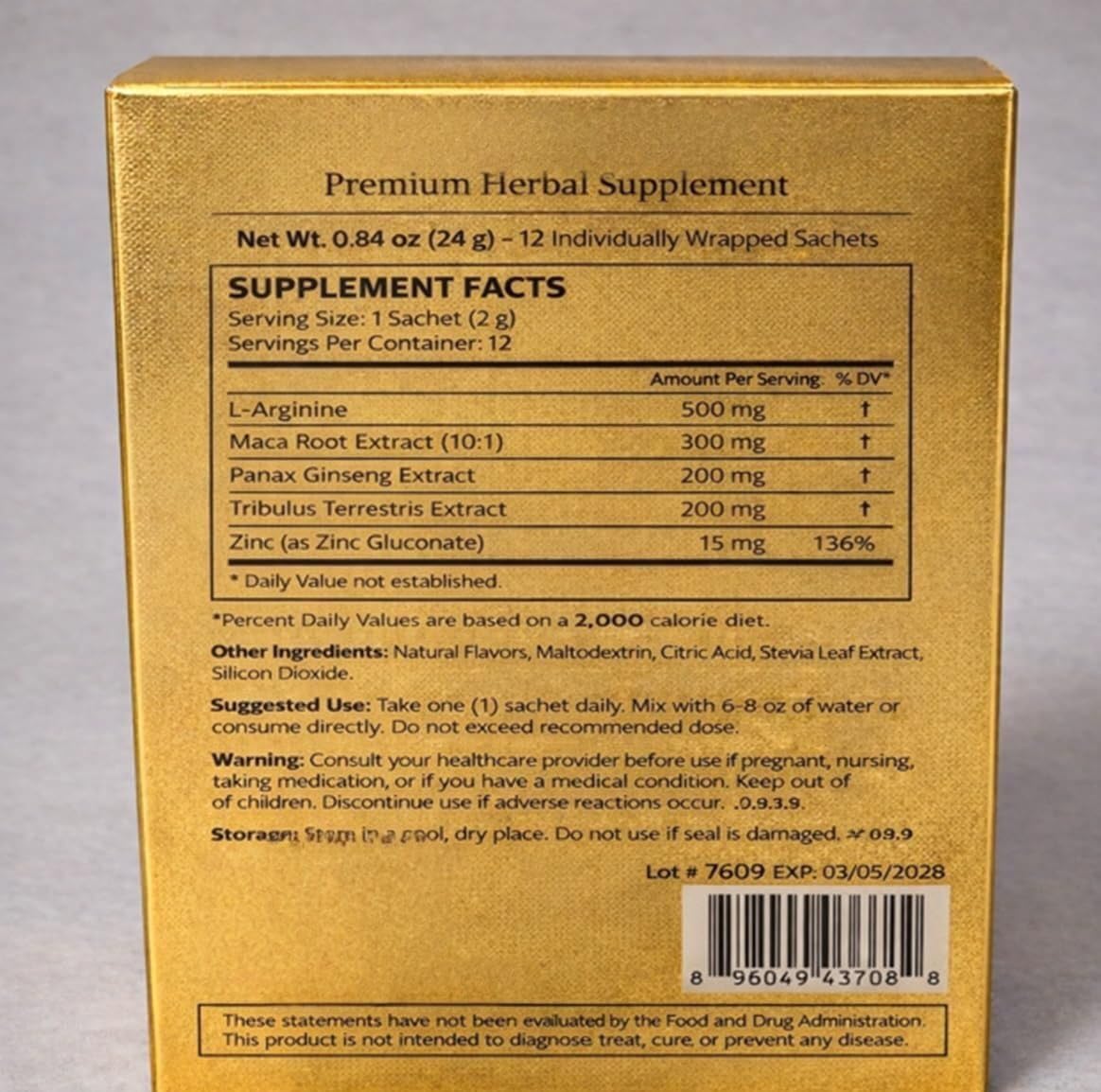 Miel doré pour homme – Jelly Honey pour homme, qualité extra forte, mélange de superaliments à base de plantes – Complément énergétique et d'énergie brut et naturel, sans sucre ajouté – 12 paquets