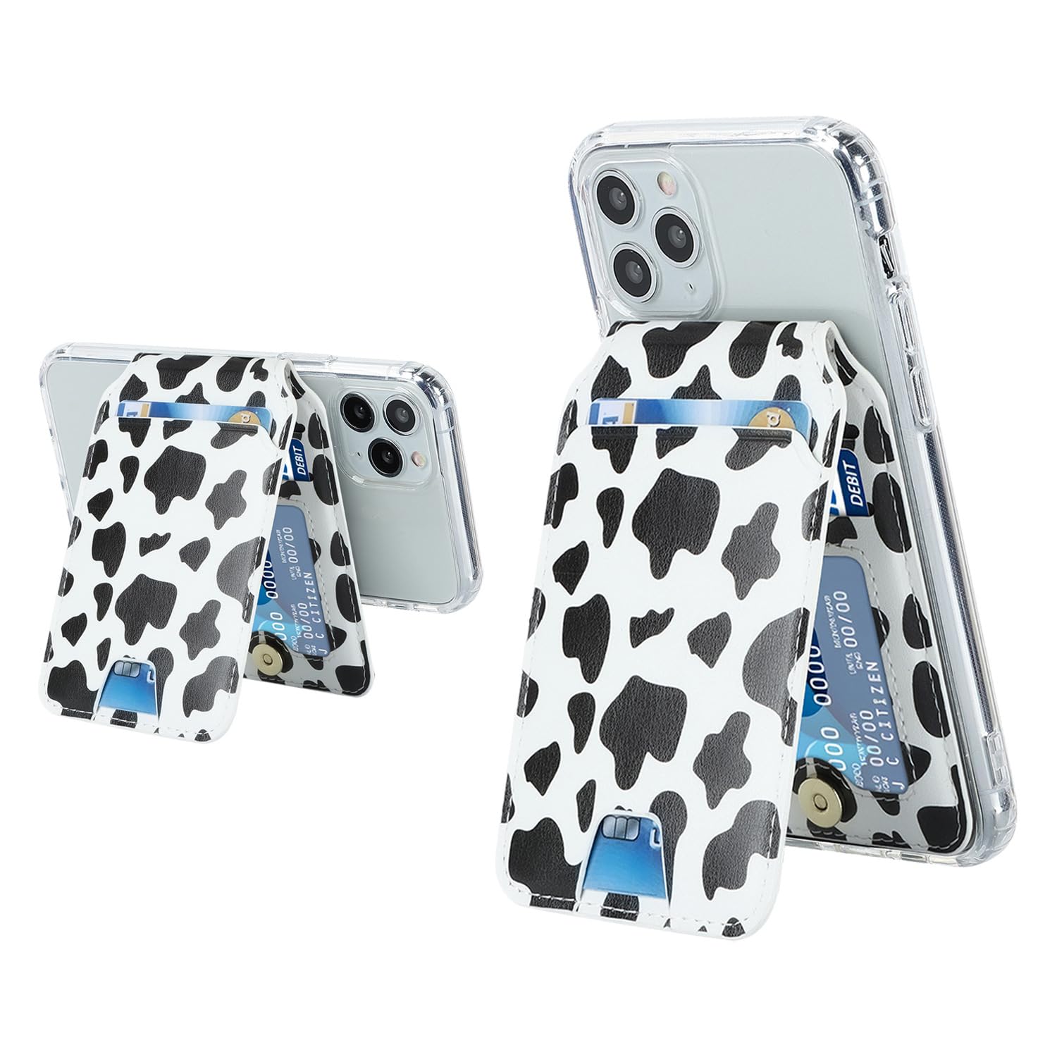 Mizi MagSafe Wallet, Magnetic Phone Vegan Leather Wallet with Adjustable Stand - Slim 5 Cards Holder for iPhone 15/14/13/12 Series, Not for 12/13 Mini - Cow Pattern-image-30