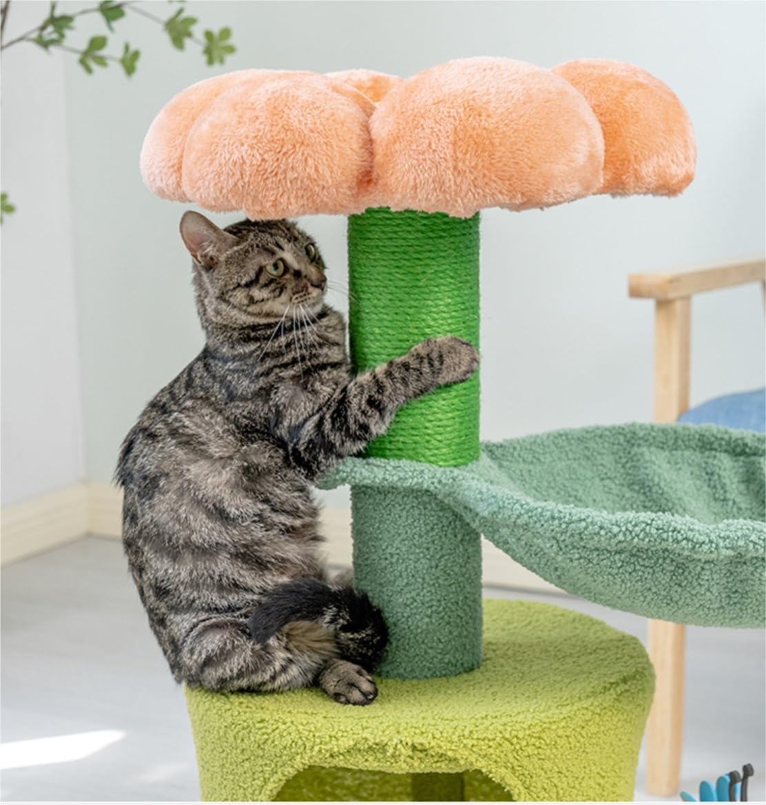 Albero Gatti Tiragraffi Grande per Gatti da Interno Torre per Alta con in Sisal E Cuscinetti in Peluche Imbottito Mobili