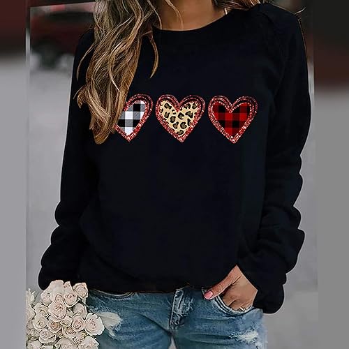 Miniatura 2 de Lainuyoah Camisetas de manga larga de San Valentín para mujer, camiseta con estampado de corazón de amor, camisetas de moda 2024, lindas sudaderas