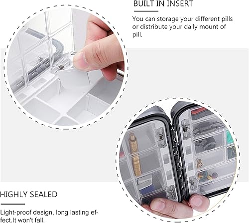 Miniatura 7 de EXCEART Kit de medicina de viaje, mini organizador de píldoras, 8 compartimentos, caja de medicamentos de viaje, caja de píldoras, pastillas,