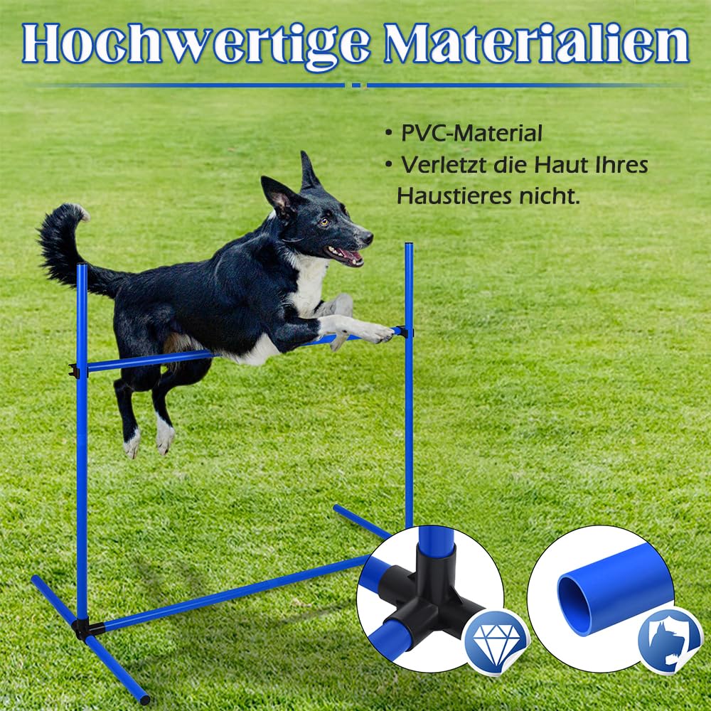 NAIZY 4-er Agility Hürdenset PVC Slalom Haustier höhenverstellbar Trainingsstangen Sprungstangen-Set für Hunde Katzen konditionelles Training Sprungkraft, Beweglichkeit - Grün