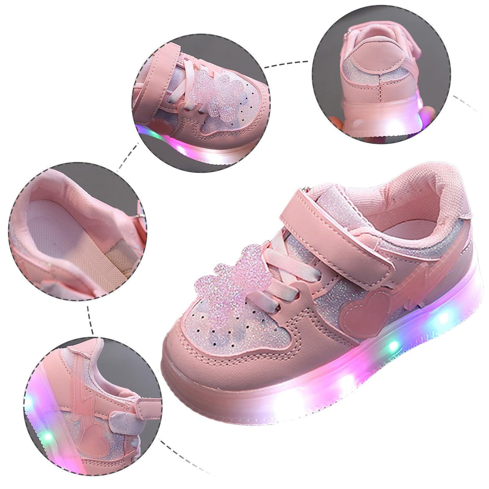 Bambas Niña Luces Running con Led Brillantes Goma Antideslizante Estampado