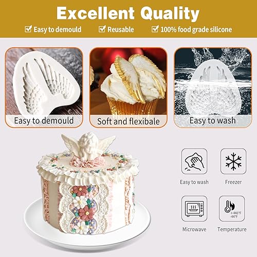 Miniatura 3 de 5 moldes de fondant de ángel, molde de silicona para chocolate cruzado, moldes de silicona para decoración de pasteles, pasta de goma de mascar de