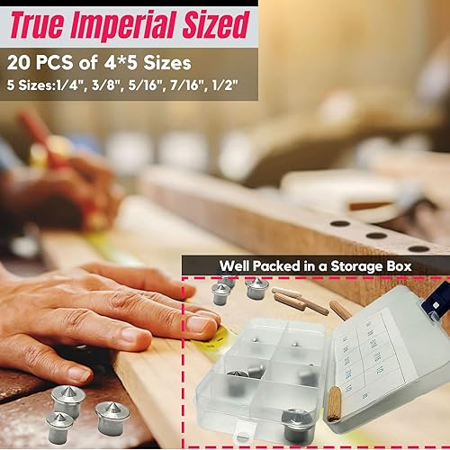 Miniatura 2 de Juego de 20 herramientas de acero inoxidable con orificio de perforación con punta afilada para herramientas de carpintería, clavija sólida y