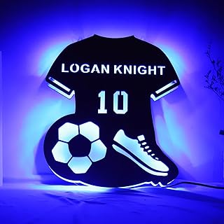 Personalized Soccer Jersey Neon Sign, Wall Hanging Decoration, Birthday Gift for Soccer Loving Son, Kids Room Wall Art, Soccer Jersey Sign
