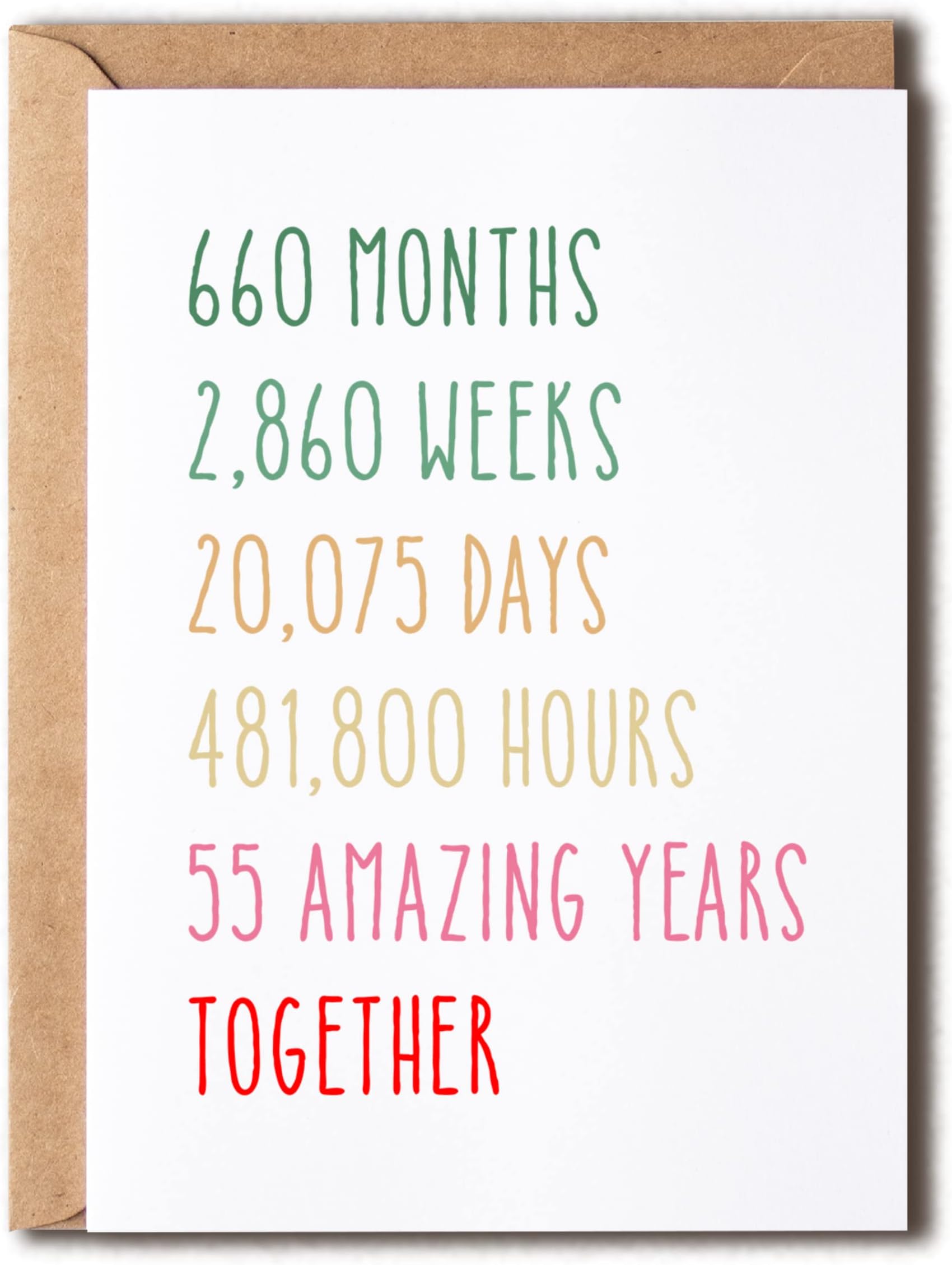 EruditeGifts 55Th Anniversary Card - Funny 55 Years Wedding Anniversary Card - Funny Wedding Anniversary Card - 55Th Anniversary Card For Him Her, 5 x 7 inches