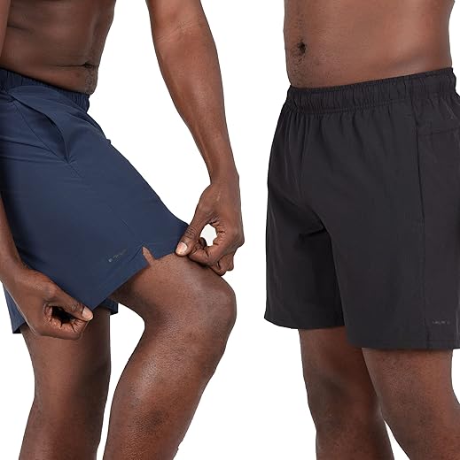 Layer 8 Men’s Shorts Two Pack All Purpose 7 and 9 Inch Woven Stretch Athletic Training Shorts with Pockets and Zip Pocket