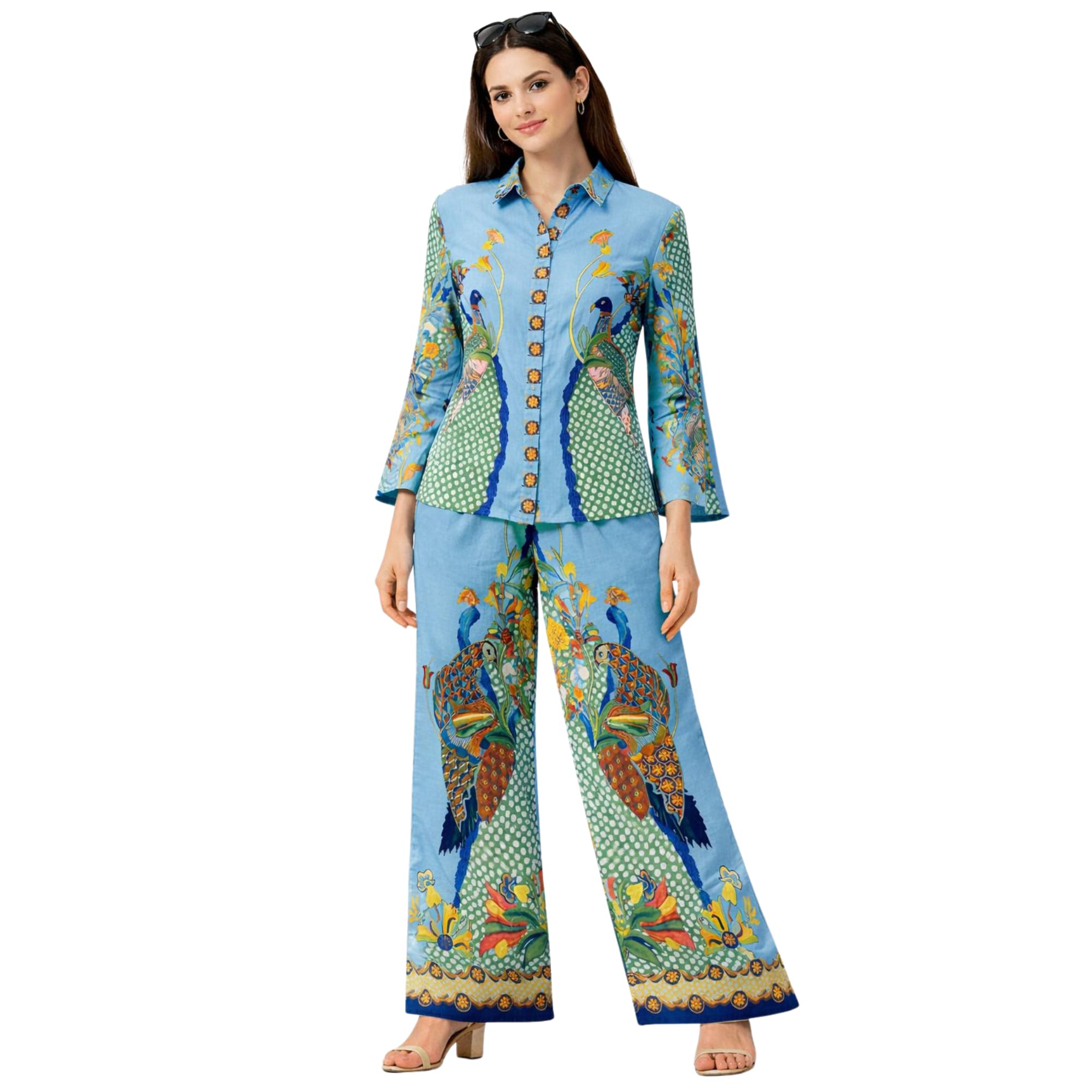 Women's Fashion Co-Ord Set Featuring Palazzo Pants | Blue | L-image-6
