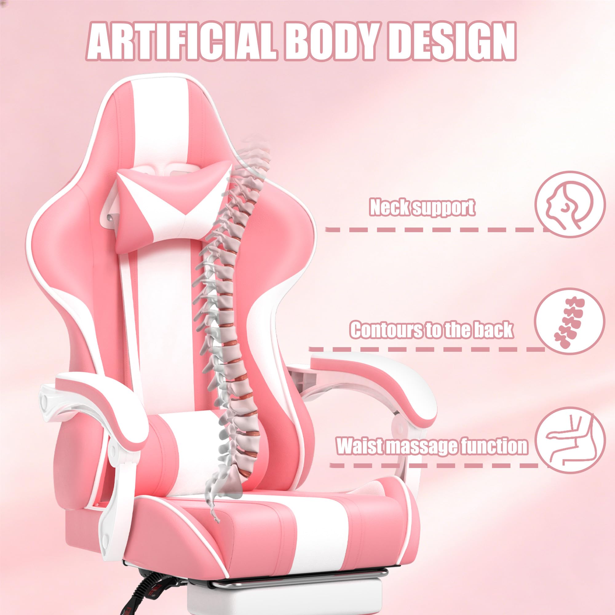 Verdego Chaise Gaming Ergonomique Massage, Fauteuil Gaming Simili Cuir