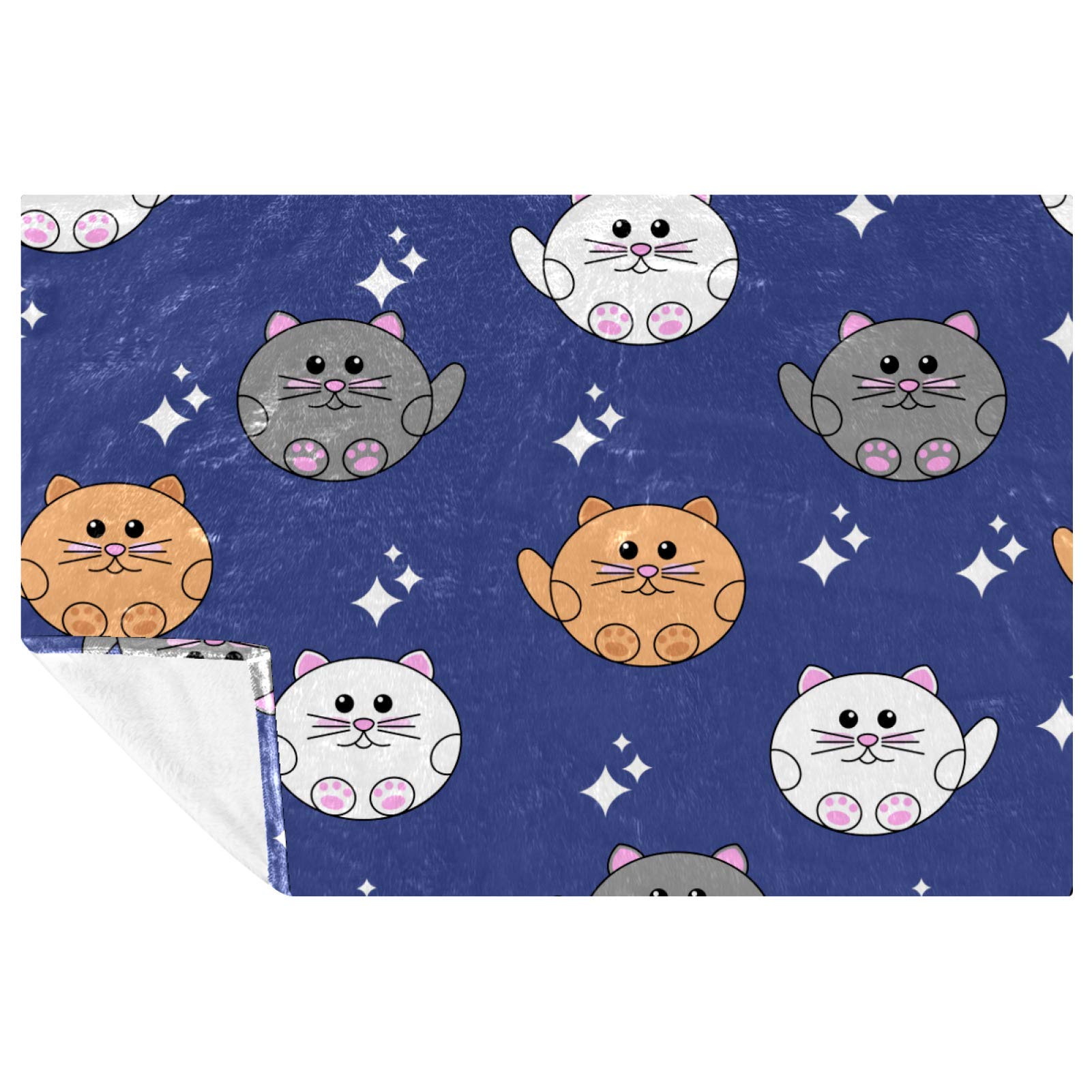 Couverture douce en polaire motif chat au toucher haut de gamme
