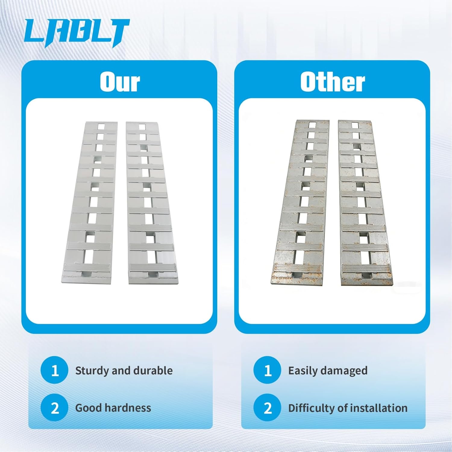 LABLT 60 inch X 12 inch 1 Pair Aluminum Ramps Trailer Ramps 6000LBS Hook Ramp Attachment End
