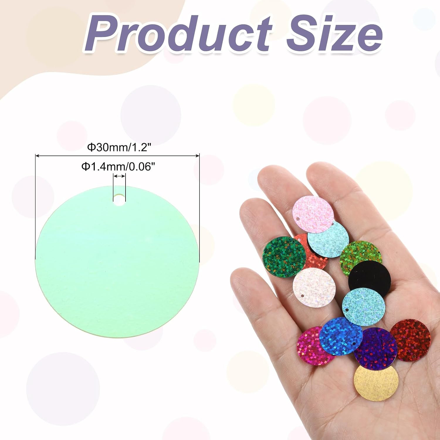 MECCANIXITY 100Pcs Flat Round Sequins 30mm/1.2 Inch, AB Light Green image 2