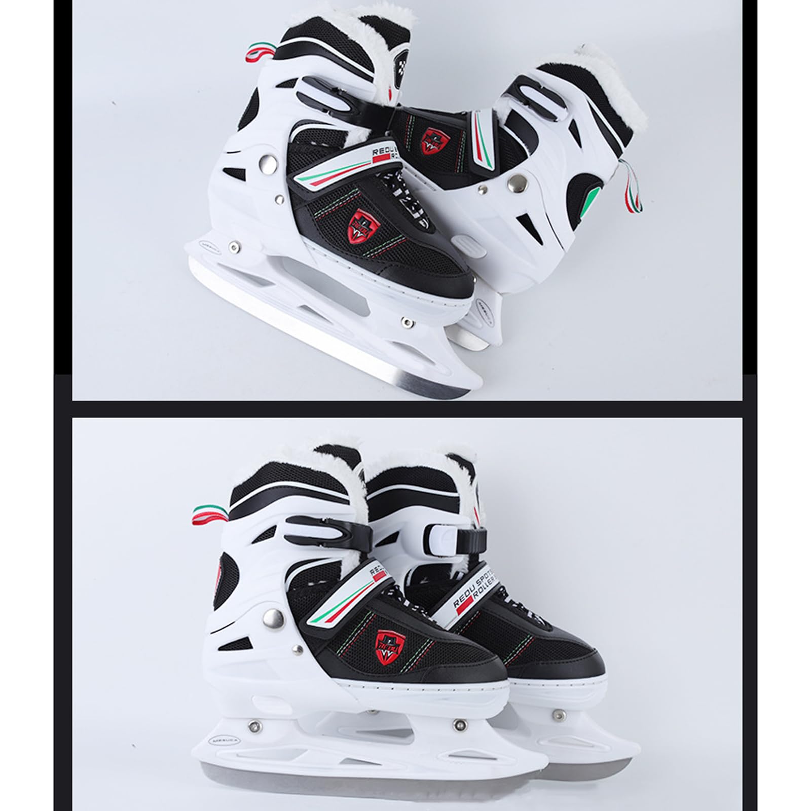 Patins à Glace réglables pour Adultes Hommes et Femmes Patins à Glace Patins réglables en 4 Tailles système de laçage Rapide et Boucle Push-Lock,Idéal pour Les patinoires