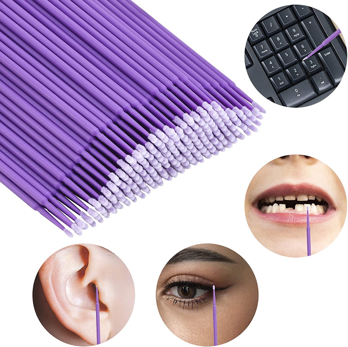 200 Pièces Micro Applicateurs Brosses, LauCentral Microbrosses Cils, Micro Applicateurs Brosses, Micro Brosse Maquillage pour Extension de Cils Sourcils Lèvres Bouche