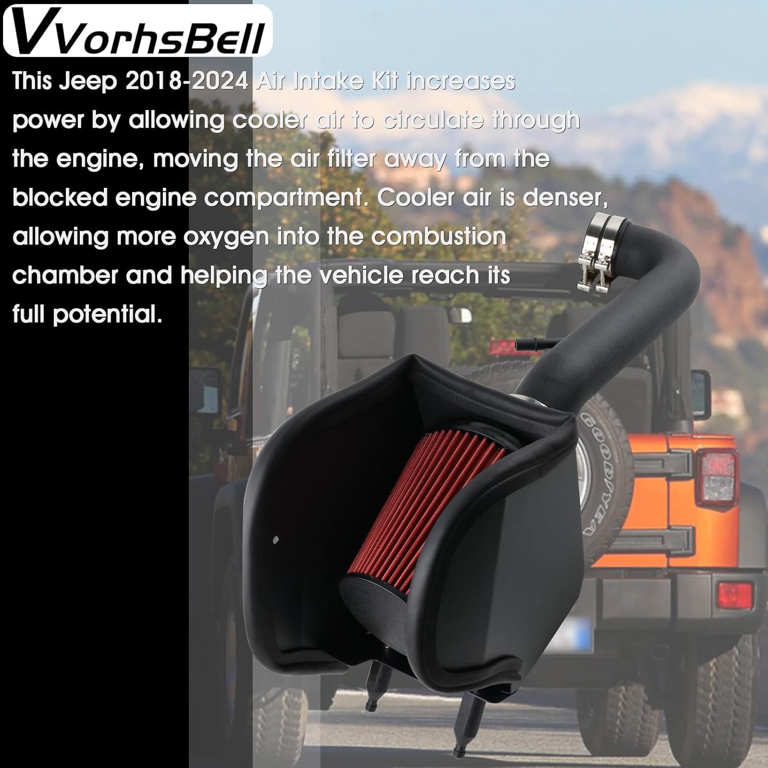 Cold Air Intake Kit Compatible With 2018-2024 Jeep Wrangler JL/Gladiator 3.6L V6 Cold Air Intake Piping Kit -10479PF