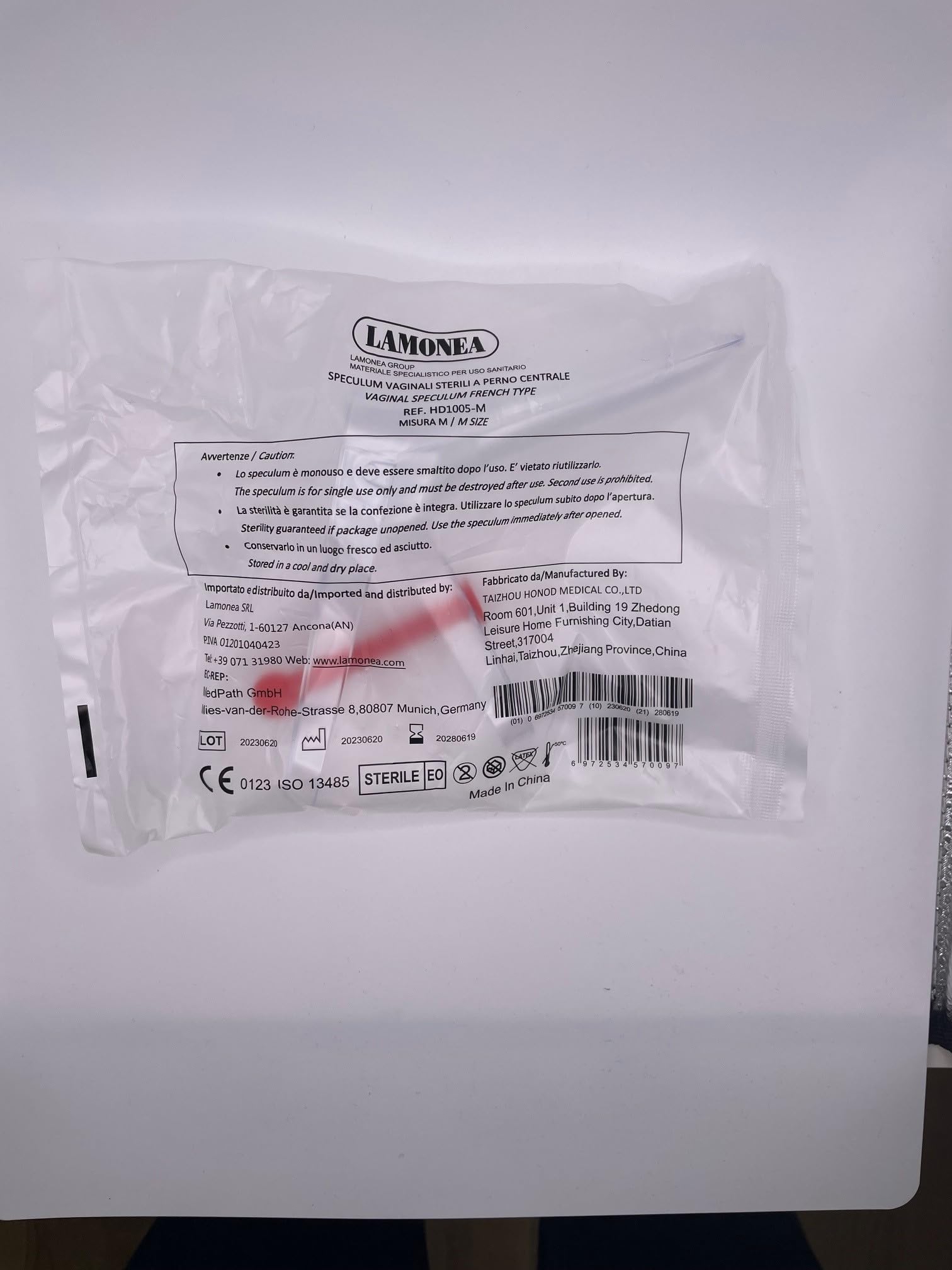 Speculum vaginal desechable con perno central certificado CE, diferentes tamaños (M) PZ100 – HD1005-M