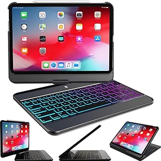 Snugg iPad Pro 12.9 Case with Keyboard (2022 6th Gen/2021 5th Gen) - Bluetooth Backlit Magic Keyboard iPad Pro 12.9-360 Degree Rotatable Keyboard for Apple iPad 12.9 Pro Case with Keyboard - Black