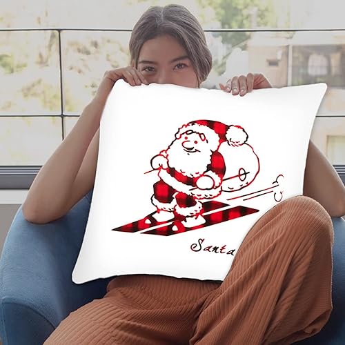 Miniatura 6 de Scceatti Fundas de almohada de Navidad con cremallera cuadrada de 18 x 18 pulgadas, funda de almohada de algodón estilo campestre estilo estético