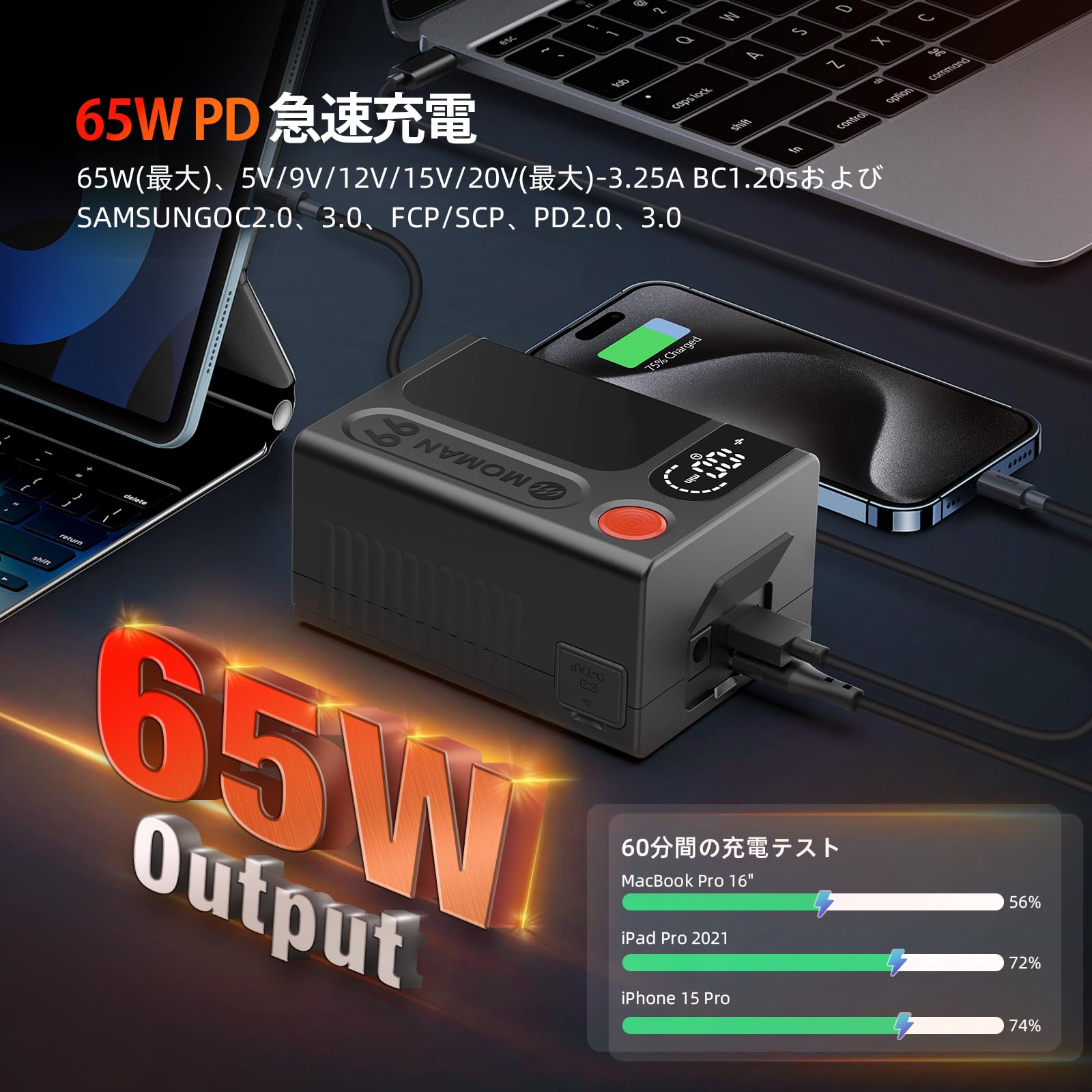 Amazon | Vマウントバッテリー, Moman Power 99 Touch USB-C/USB-A/D 