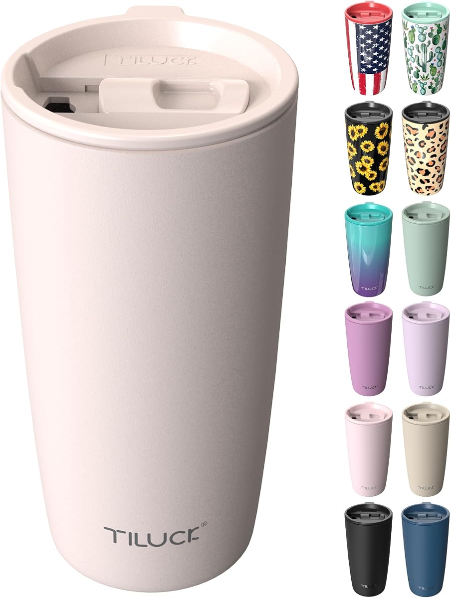 20 oz Insulated Coffee Tumbler with BPA-Free Lid | Travel Coffee Mug, Dishwasher Safe, Cup Holder Friendly, Double-Wall Vacuum Insulation for Hot & Cold Drinks, MatteSakuraPink