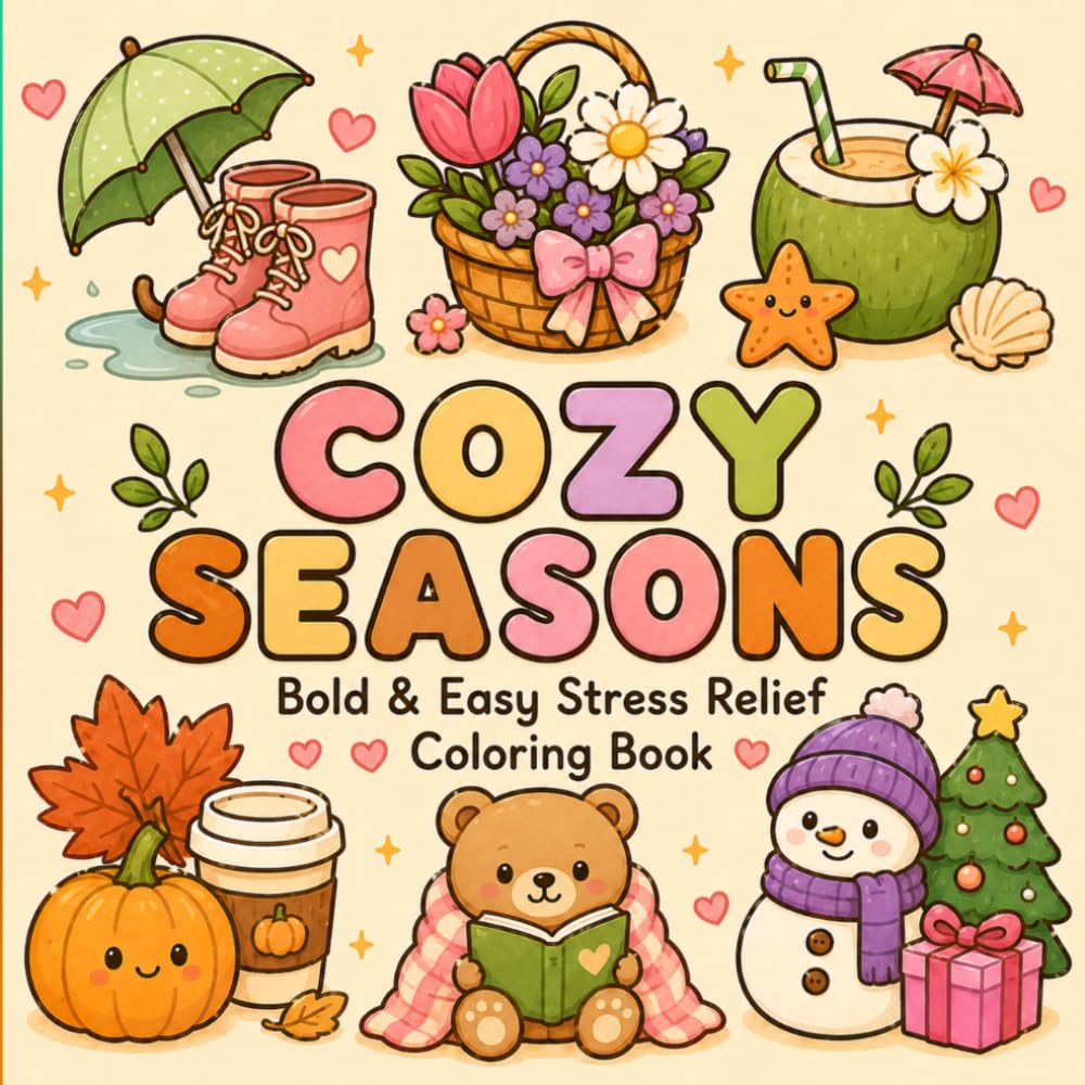 Cozy Seasons: Bold & Easy Stress Relief Coloring Book