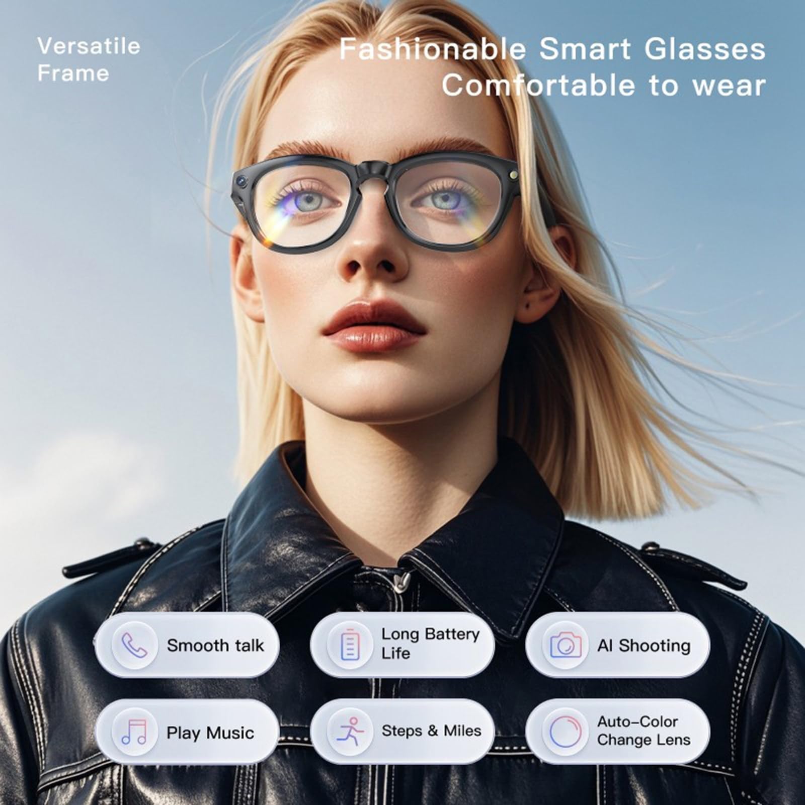 Occhiali Con Videocamera, Occhiali Video Con Lenti Fotocromatiche, 2MP HD Occhiali Intelligenti, Occhiali Sportivi Per Esterni Con Videocamera E Registrazione, Occhiali Indossabili