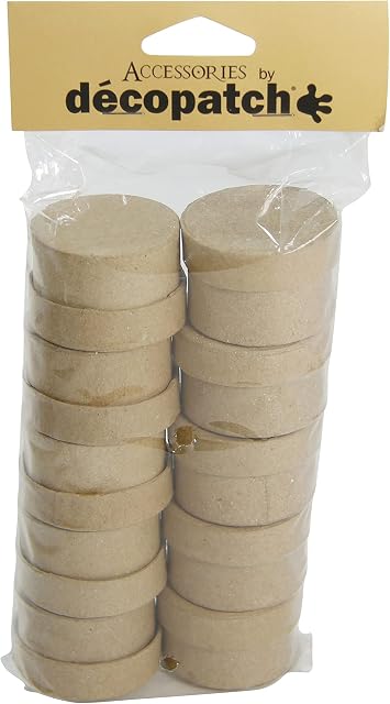 Décopatch - Ref EV009O - Small Circular Boxes (Pack of 10) - Papier Maché Object to Decorate - 5 x 5 x 3cm - Decorate with Décopatch Papers & PaperPatch Glue, Glitter, Paints