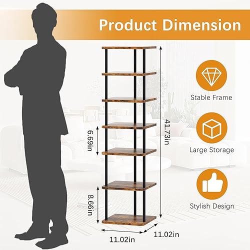 Miniatura 2 de Garden 4 you Zapatero organizador de 7 niveles, soporte de almacenamiento vertical moderno, torre de zapatos de esquina independiente, estante