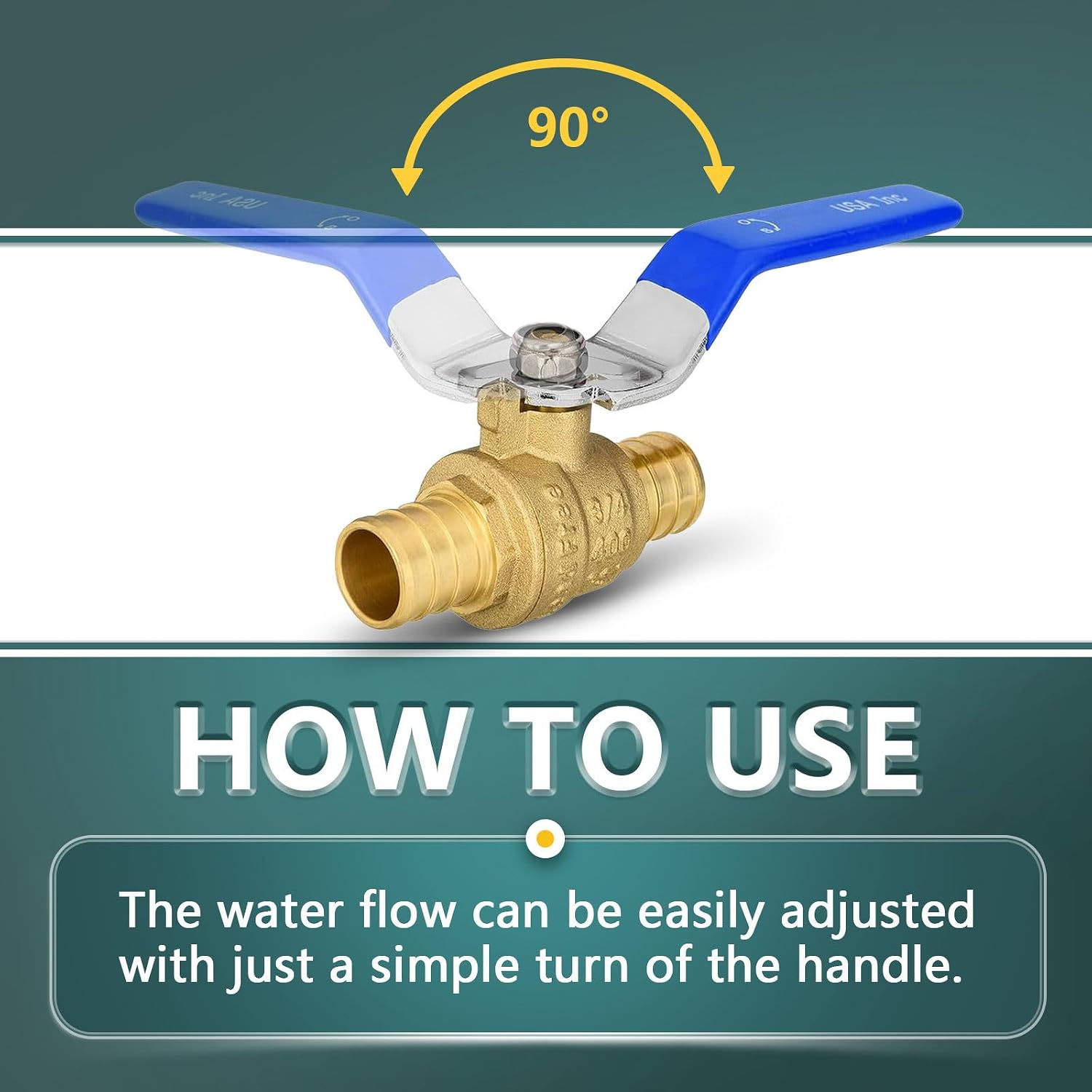 10 Pack Ball Valves, 3/4" Pex Crimp Shut Off Valve Blue, Brass Full Port Pex B Shut Off Ball Valve for Hot and Cold Water, NSF/ANSI 61 Certified