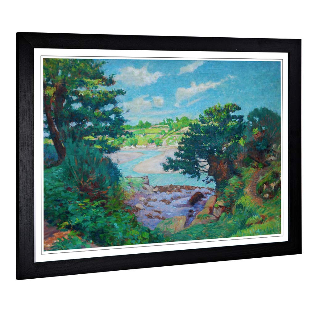Big Box Art Framed Print of Henri Delavallee The River of The Aven Design | Wall Art Picture | Home Decor for Kitchen, Living Room, Bedroom, Hallway, Black, A2 / 24.5x18 Inch / 62x45cm