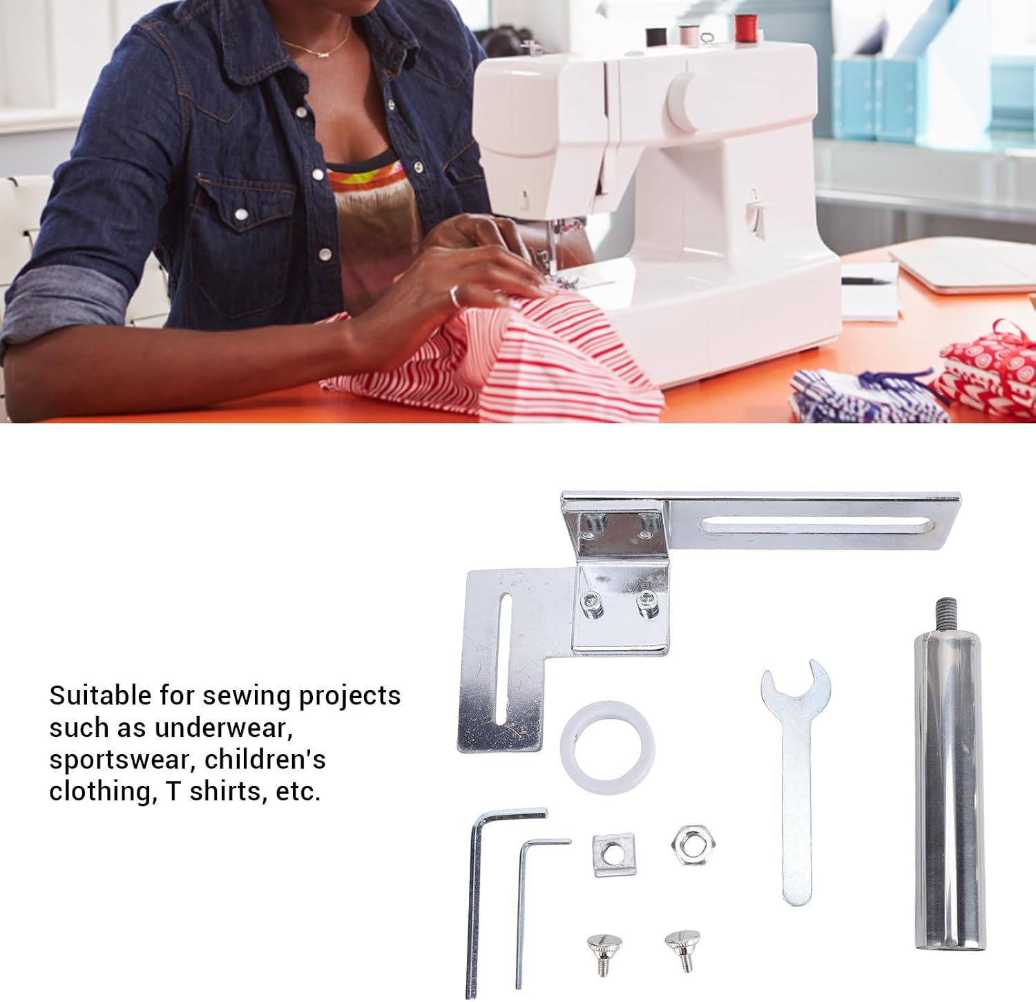 BAFOVY Sewing Machine Elastic Frame Support, Single Wheel Rubber Band Holder with Roller Design for Waistband Cuffs Collars Hems, Industrial Computer Sewing Machine