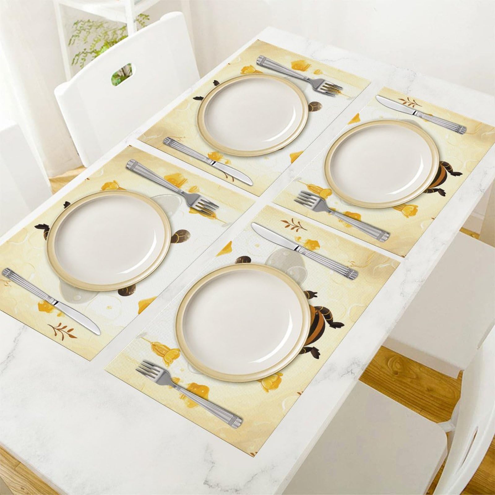 Set di 6 tovagliette all'americana in PVC, lavabili, resistenti al calore, antiscivolo, impermeabili, per interni ed esterni, tavolo da pranzo, cucina, vacanze, feste, 6 pezzi