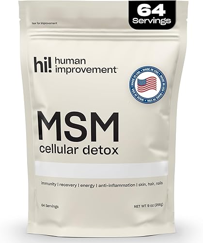 Polvo MSM puro Polvo de azufre orgánico para piel, cabello y uñas Desintoxicación celular, salud articular, refuerzo inmune y aumento de energía