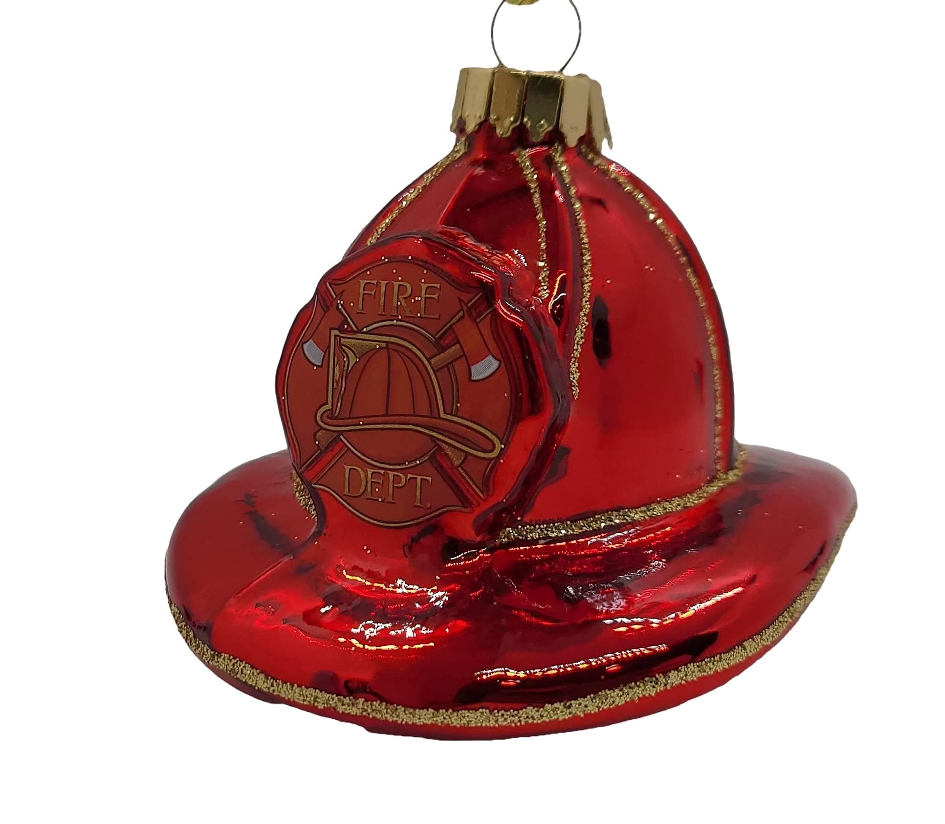 Noël par Krebs pompier chapeau ornement en verre cadeau de vacances original