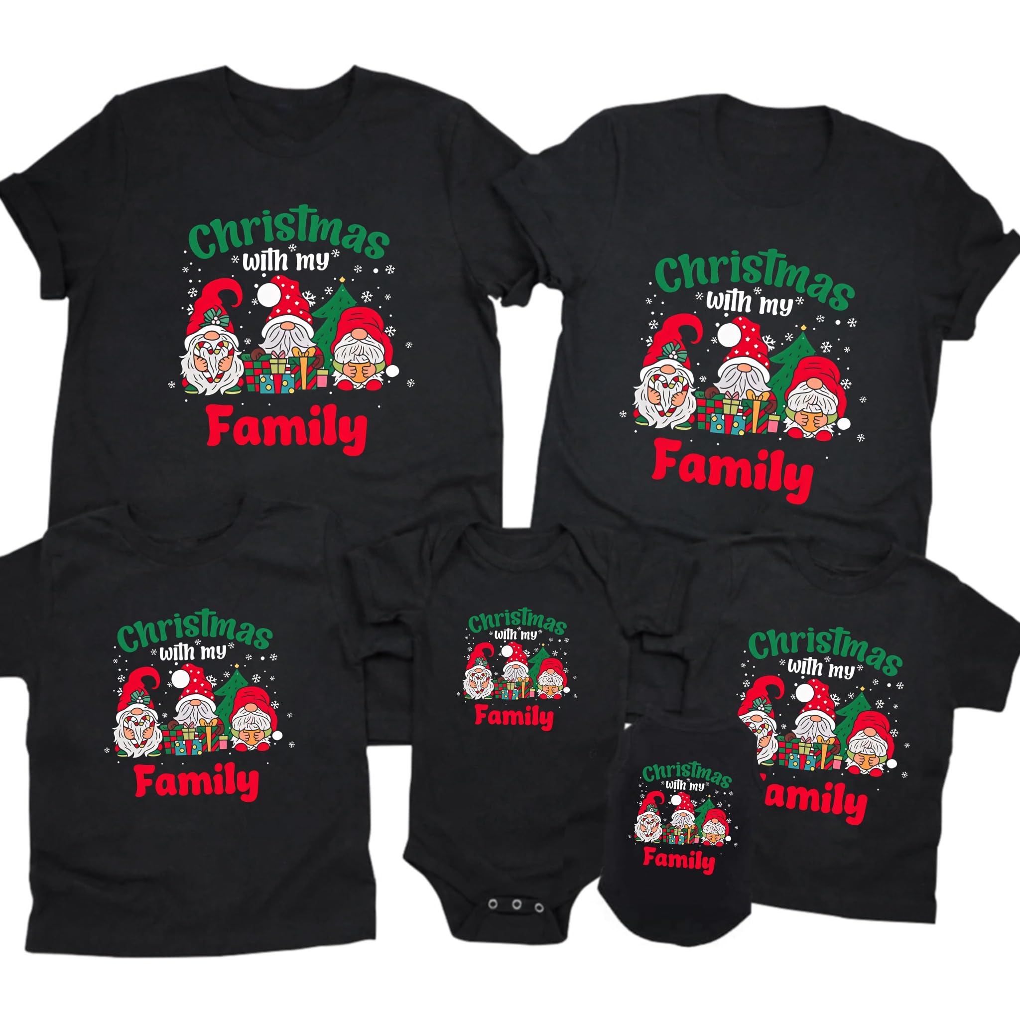 CONTEANER Merry Christmas Family Shirt,Matching Couples Xmas Graphic Tops
