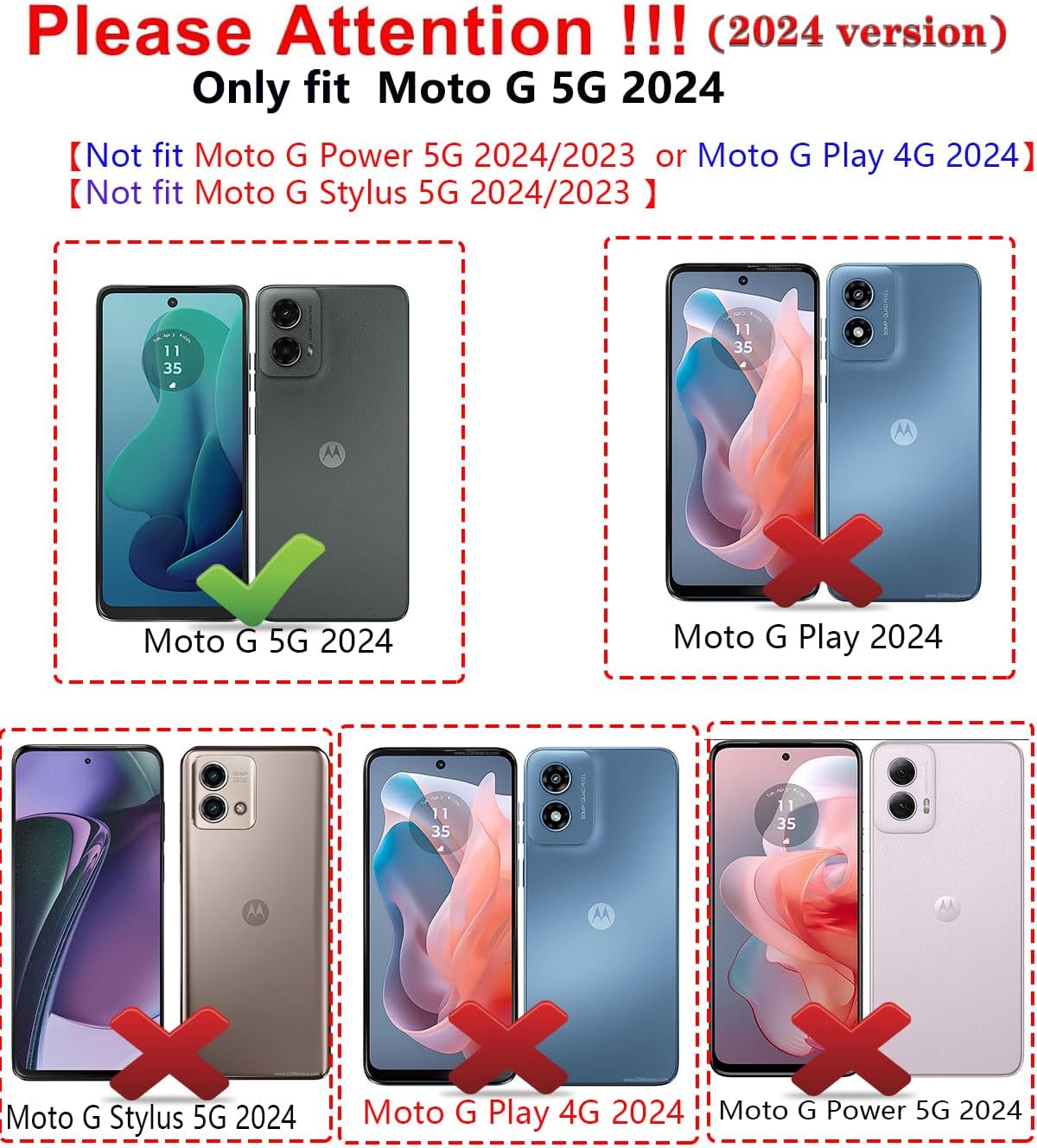 SunStory Phone Case for Motorola Moto G 5G 2024 Case with HD Screen Protector & Slide Camera Cover & Kickstand, Motorola Moto G 5G 2024 Phone [Military-Grade] Case (Red) | Case, Slide Camera Cover, Kickstand, Phone - Image 2