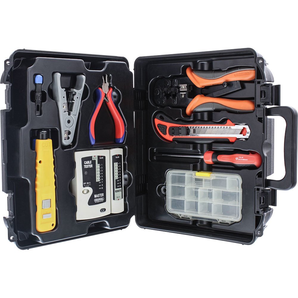 66407H Netzwerk Basis Installations Kit LAN mit Tester schwarz