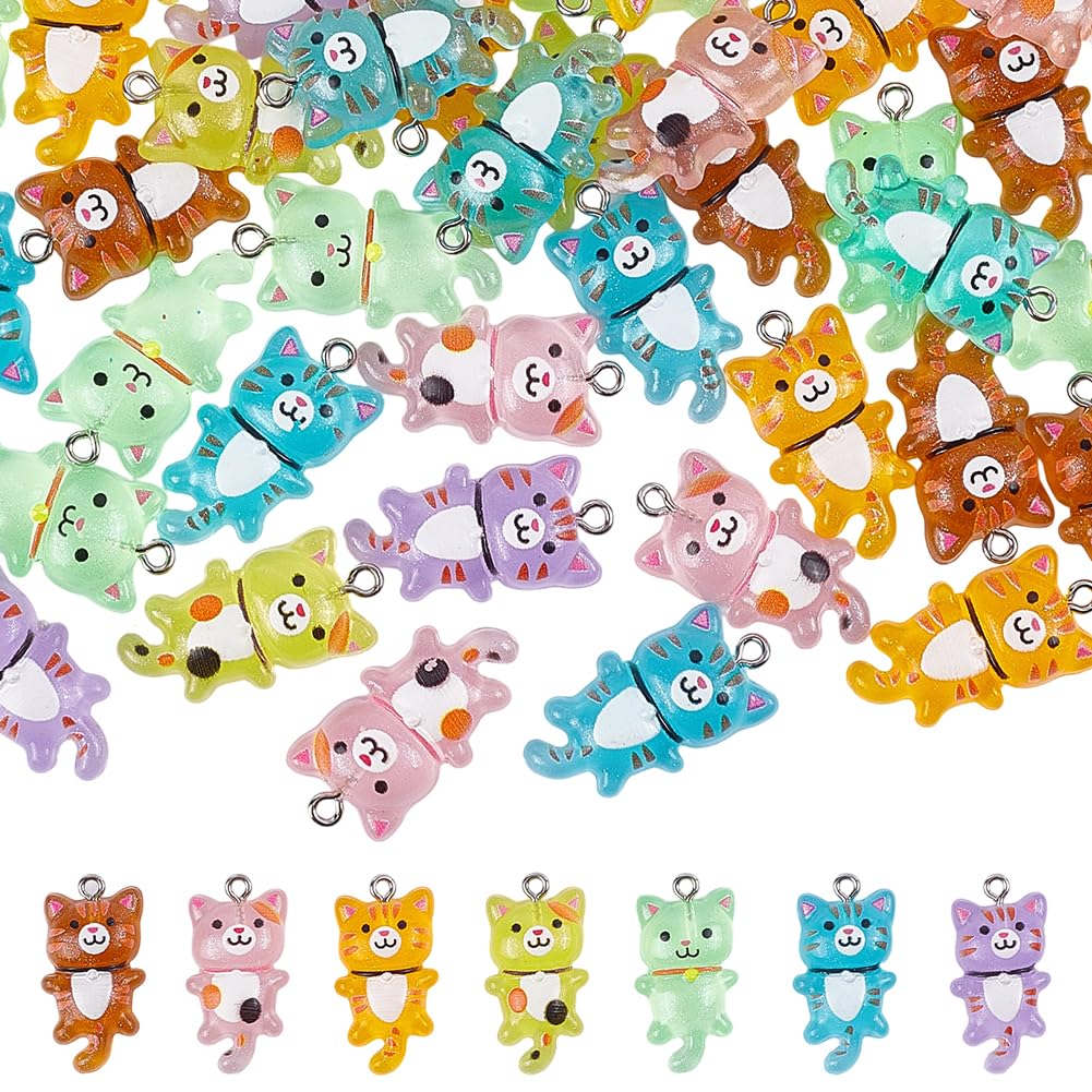 Breloque chat phosphorescente en lot pour cadeaux faits main DIY