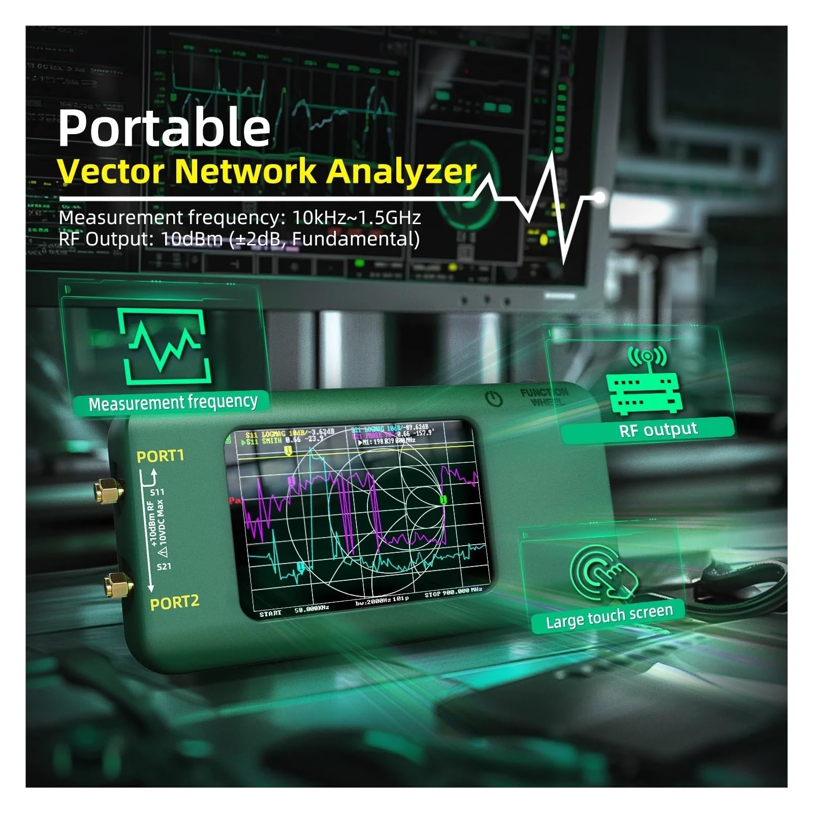 Analizador de red vectorial P5, 10000 a 1,5GHz, ondas estacionarias, HF, VHF y UHF, con tarjeta memoria 4GB, pantalla 3,98pulgadas, comprobador digital redes vectoriales