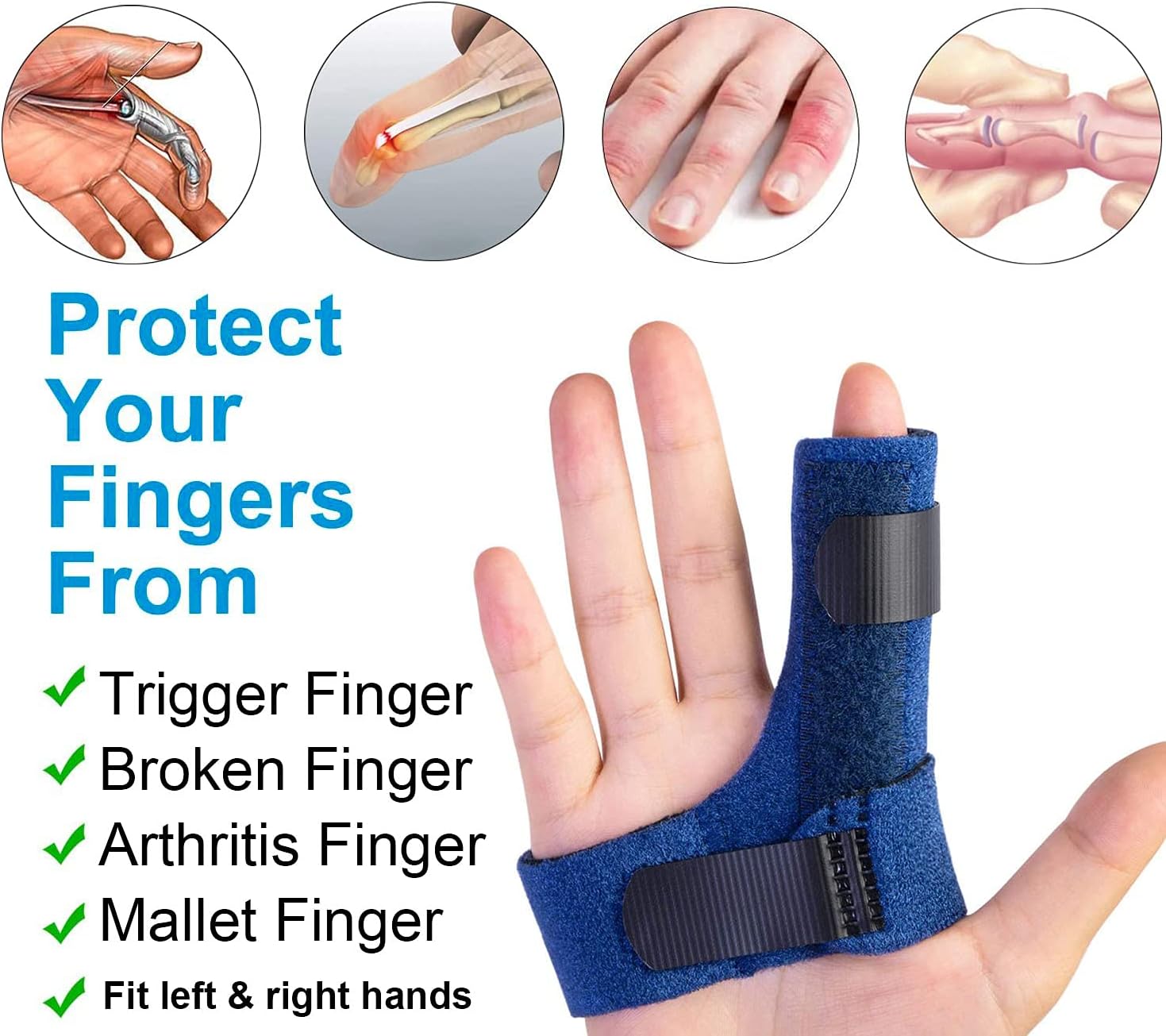 Sumifun Finger Brace for Index Middle Ring Pinky, Trigger Finger Splints for Arthritis Pain Tendon Injury, Broken Mallet Finger Stabilizer Supports for Dislocated Knuckle Immobilizer Wrap : Health & Household