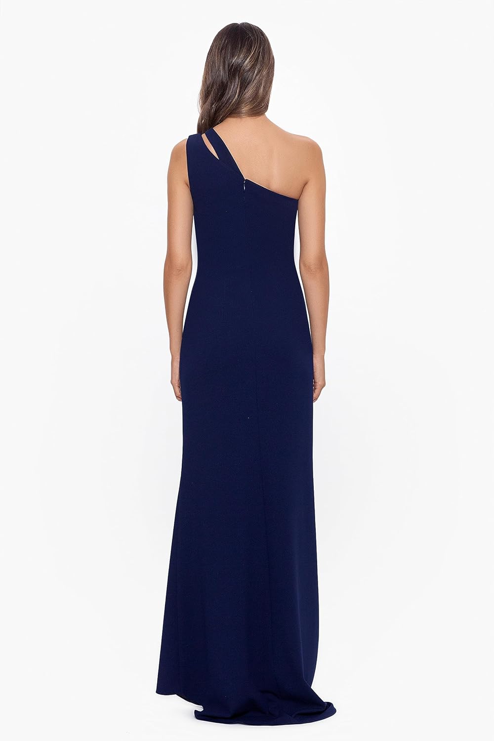 Betsy & Adam Womens Women's Floor-Length, One-Shoulder Dress with Side Ruched Detail - Image 2