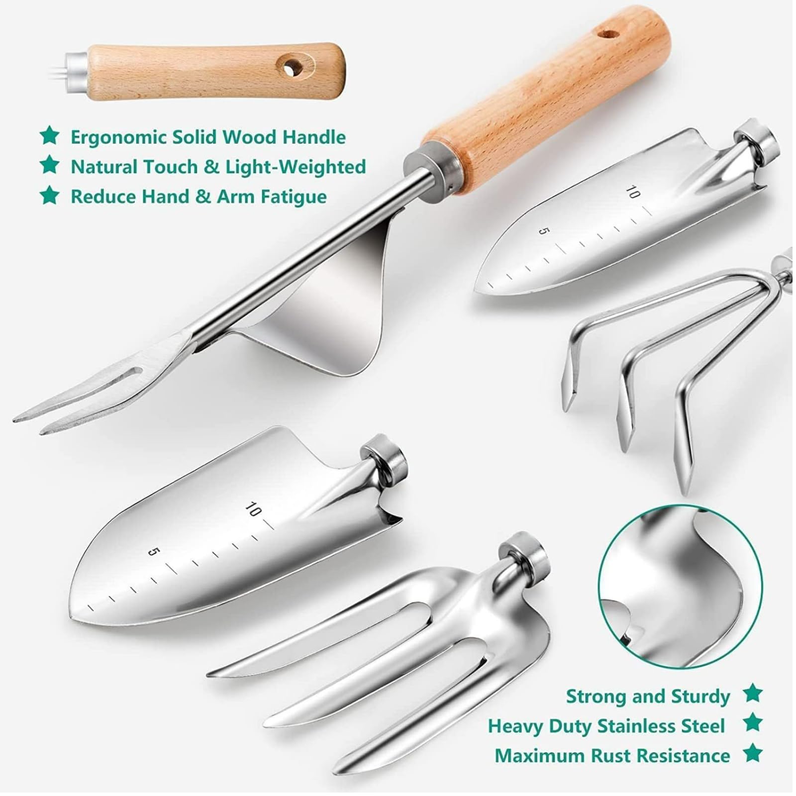 Kit de regalo de herramientas de mano de jardinería, regalos de jardinería para mujeres y hombres, 9 piezas de herramientas de jardín resistentes, bolsa de herramientas de jardín para mujeres y