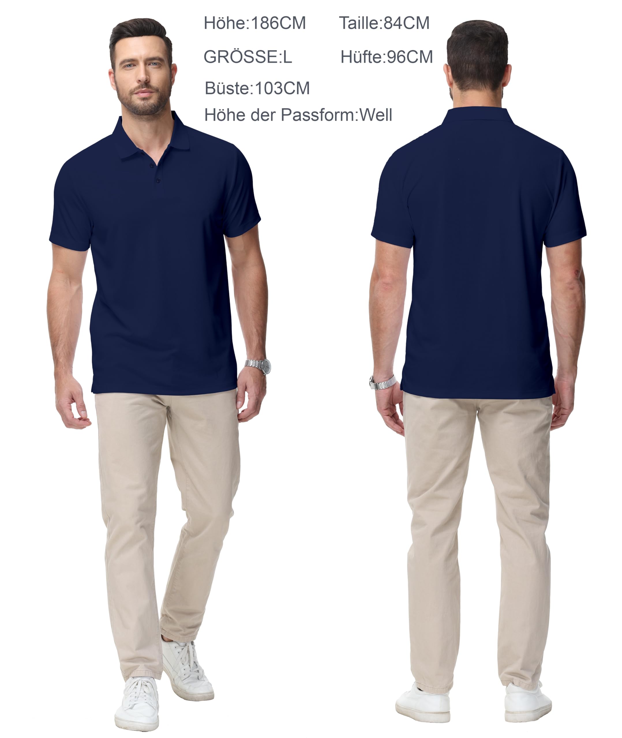 Djtnzdm Polo Uomo Manica Corta Traspirante Polo Estivo Uomo Casual Polo Sportiva Uomo Tennis Polo Shirt Uomo con Bottoni Basic Golf Tennis T-Shirt Regular Fit