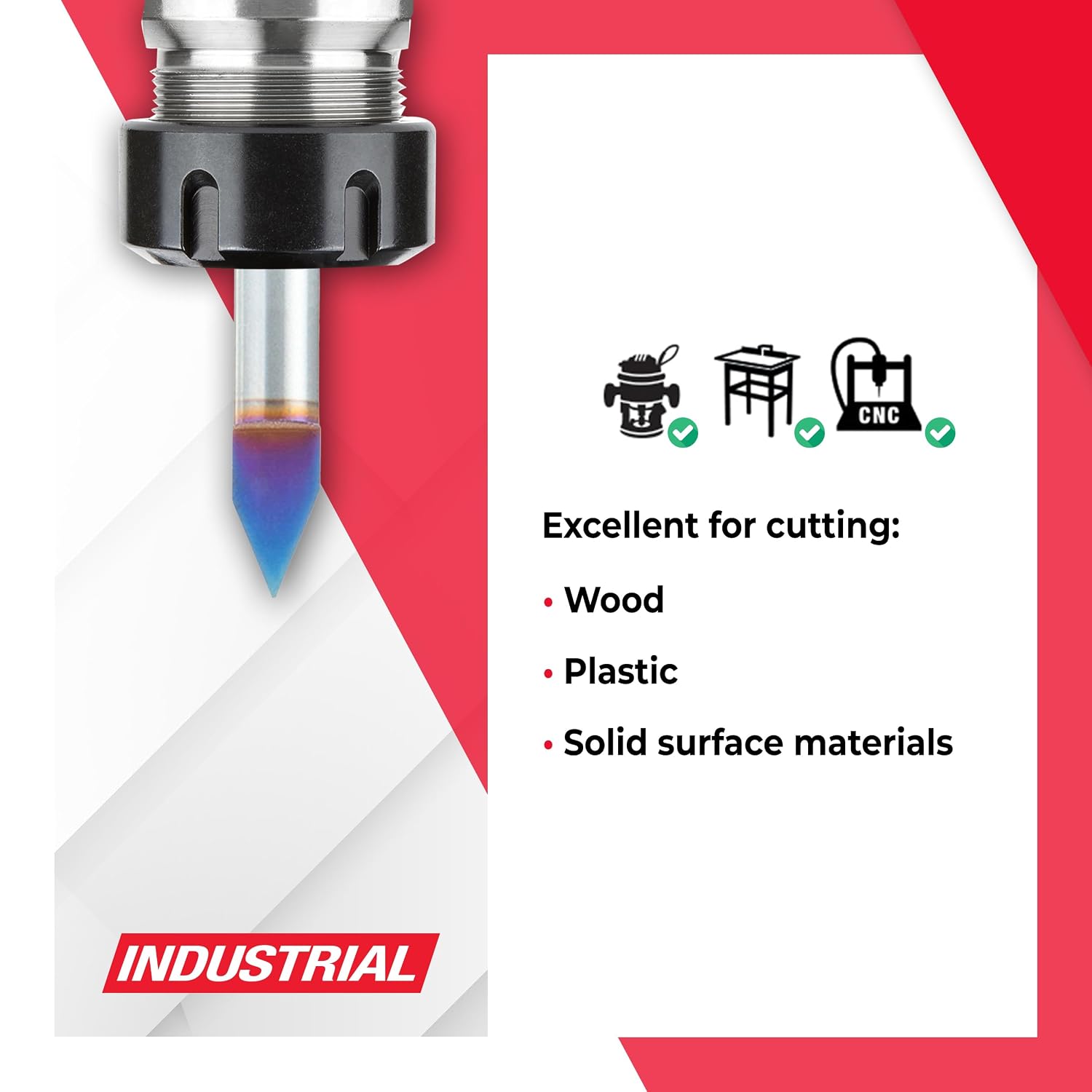 Amana Tool Spektra Extreme Tool Life Coated Solid Carbide Signmaking and Engraving Router Bit, 45622-K, 45 Degree Engraving 0.025 Tip Width x 1/4 Shank x 2 Inch Long