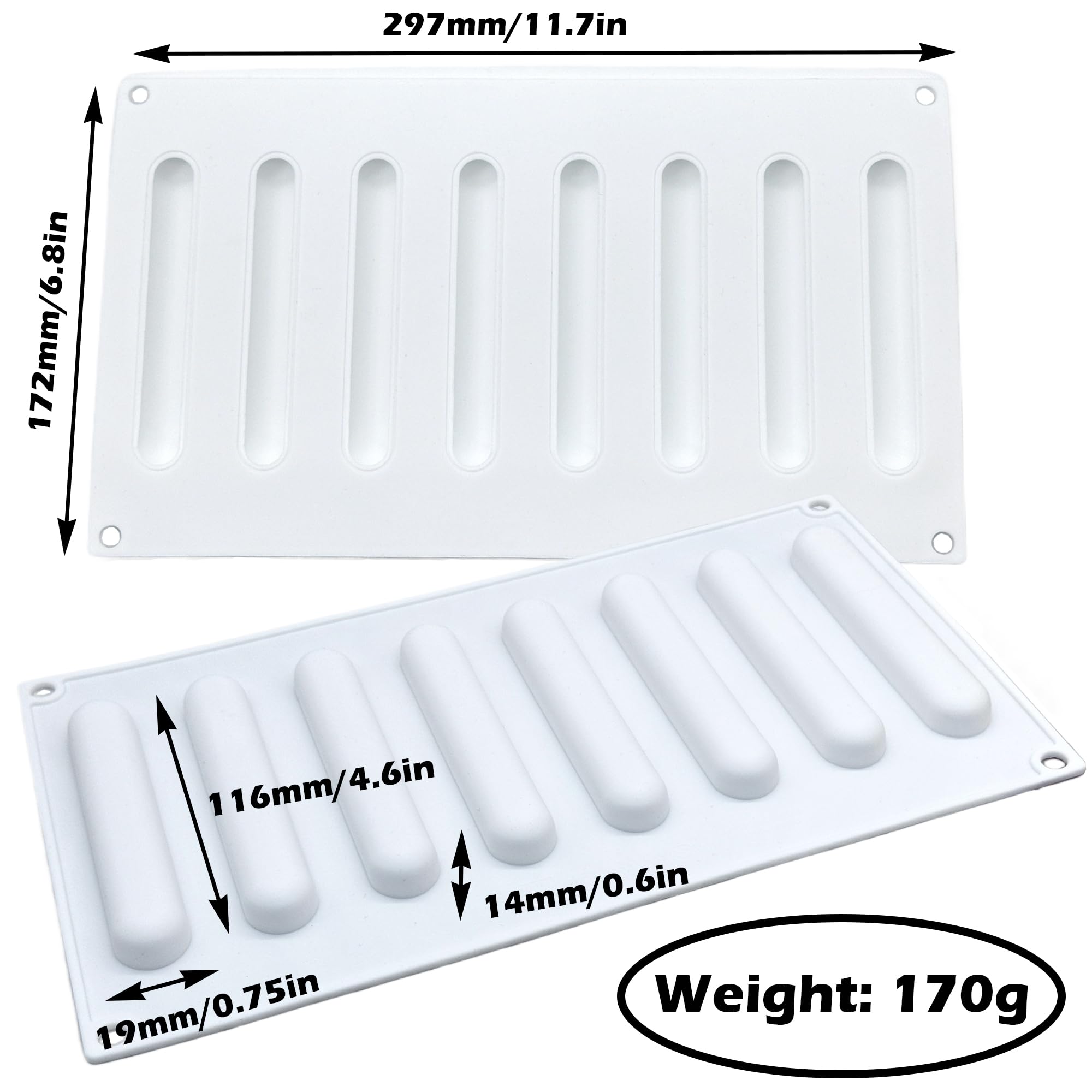 Stampo In Silicone Per Strisce 8 Fori - Antiaderente, Da -40 A 230°C, Per Sapone, Cioccolato E Dolci Francesi