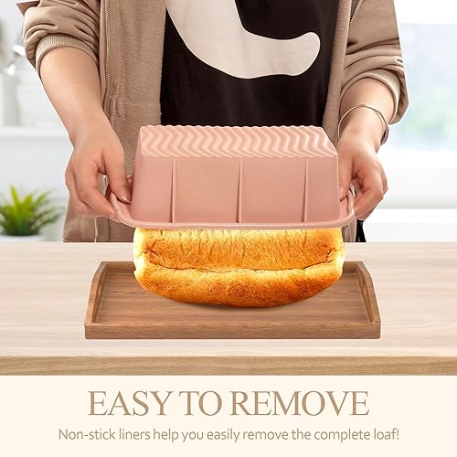 Miniatura 3 de Molde de silicona para pan, 2 moldes rectangulares antiadherentes para horno, pan, pasteles, fácil liberación