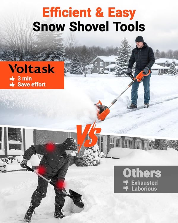 VOLTASK Cordless Snow Shovel Brushless, 24V 13 Inch Cordless Snow Blower, Electric Snow Shovel with Directional Plate & Adjustable Front Handle (4-Ah Battery & Quick Charger Included) by VOLTASK - Image 5